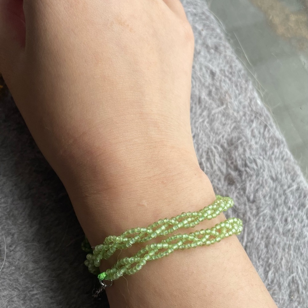 Handmade Braided Peridot Bracelet / Choker Necklace